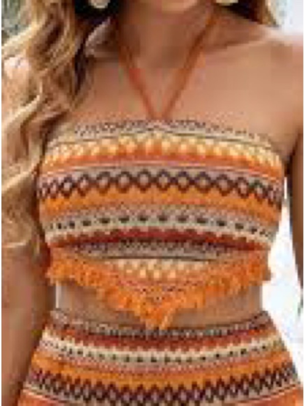 Orange Patterned midi Skirt set